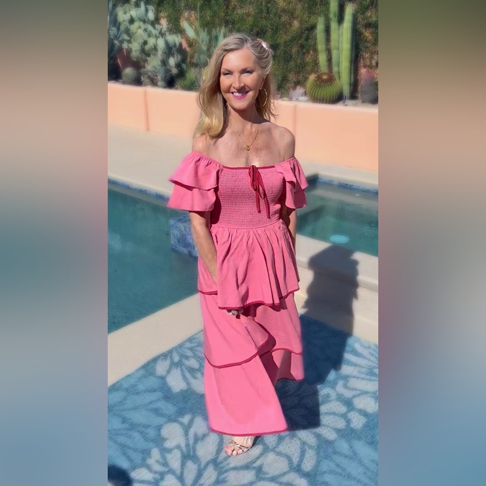 NWT Pink Maxi Boho Dress-S